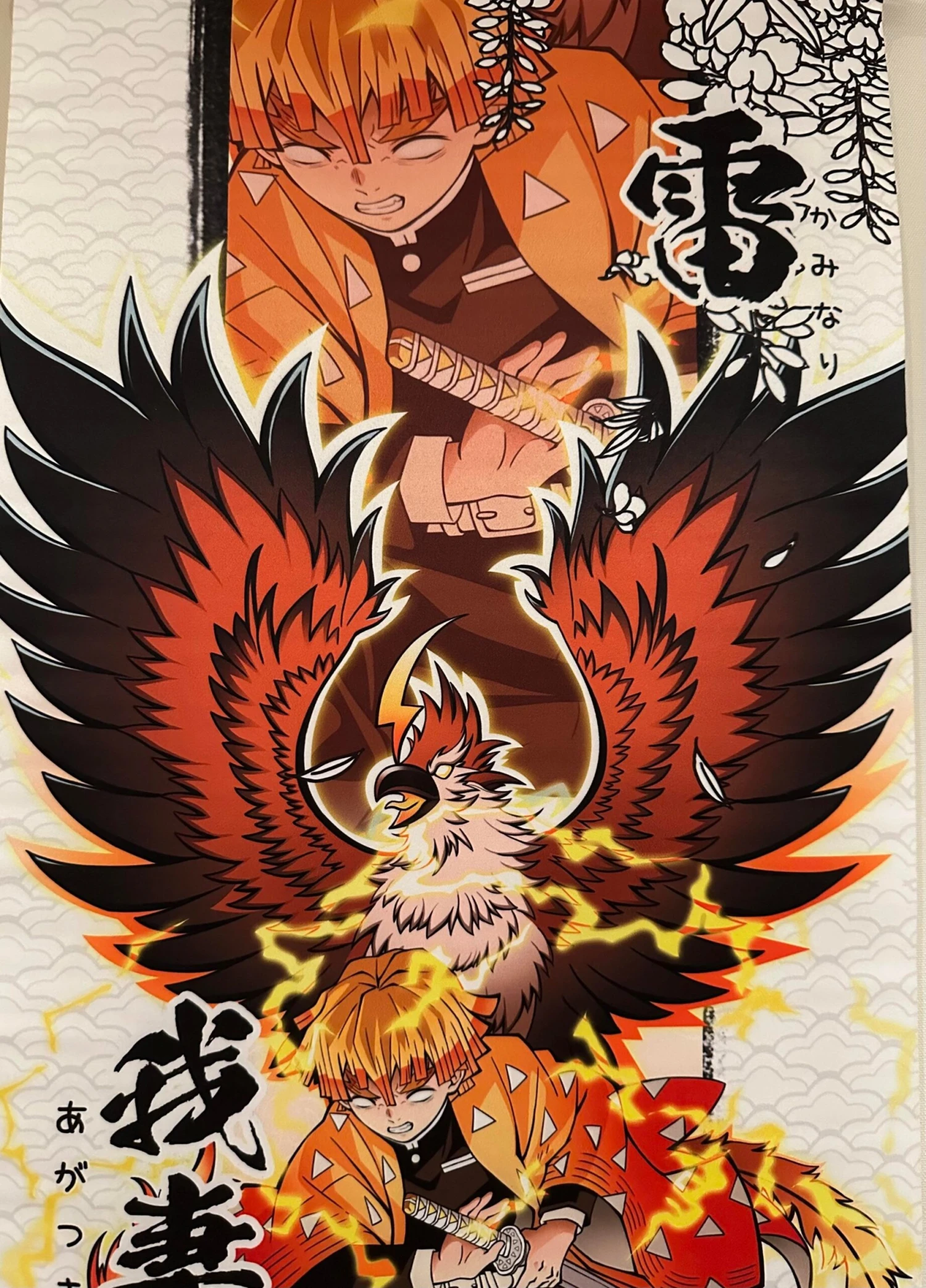 Demon Slayer Zenitsu Agatsuma - TEXTILE SCROLL POSTERS — Inacoma 4 Demon Slayer Zenitsu Agatsuma - TEXTILE SCROLL POSTERS — Inacoma - Image 2