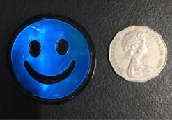 Blue Reflective Smiley Sew On Patch — Inacoma