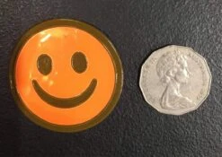 Orange Reflective Smiley Sew On Patch — Inacoma