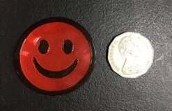 Red Reflective Smiley Sew On Patch — Inacoma