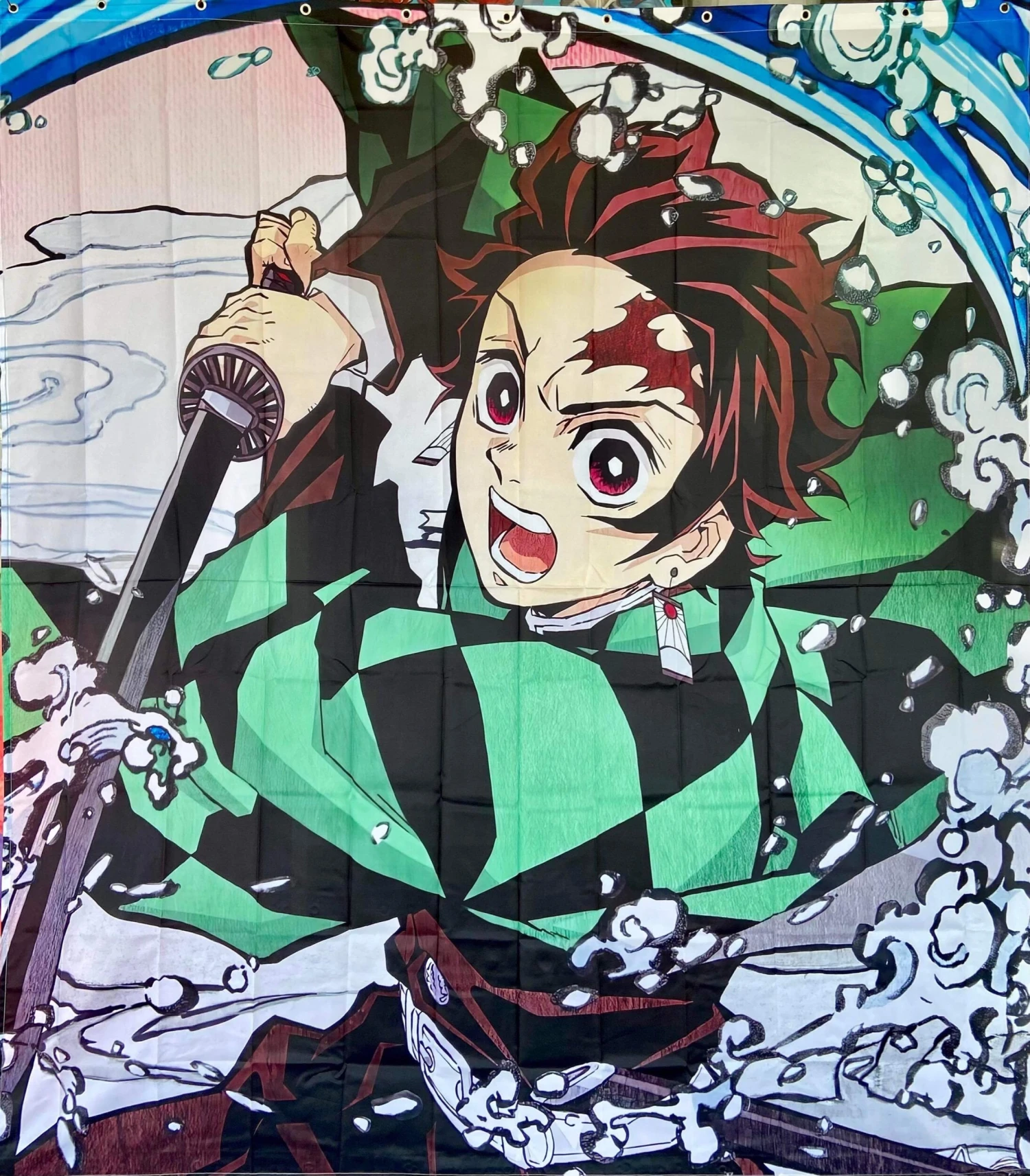 Demon Slayer - Tanjiro Kamado Back Drop - Curtain - Wall Hanging — Inacoma 3 Demon Slayer - Tanjiro Kamado Back Drop - Curtain - Wall Hanging — Inacoma