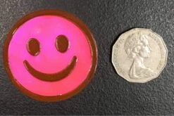 Pink Reflective Smiley Sew On Patch — Inacoma