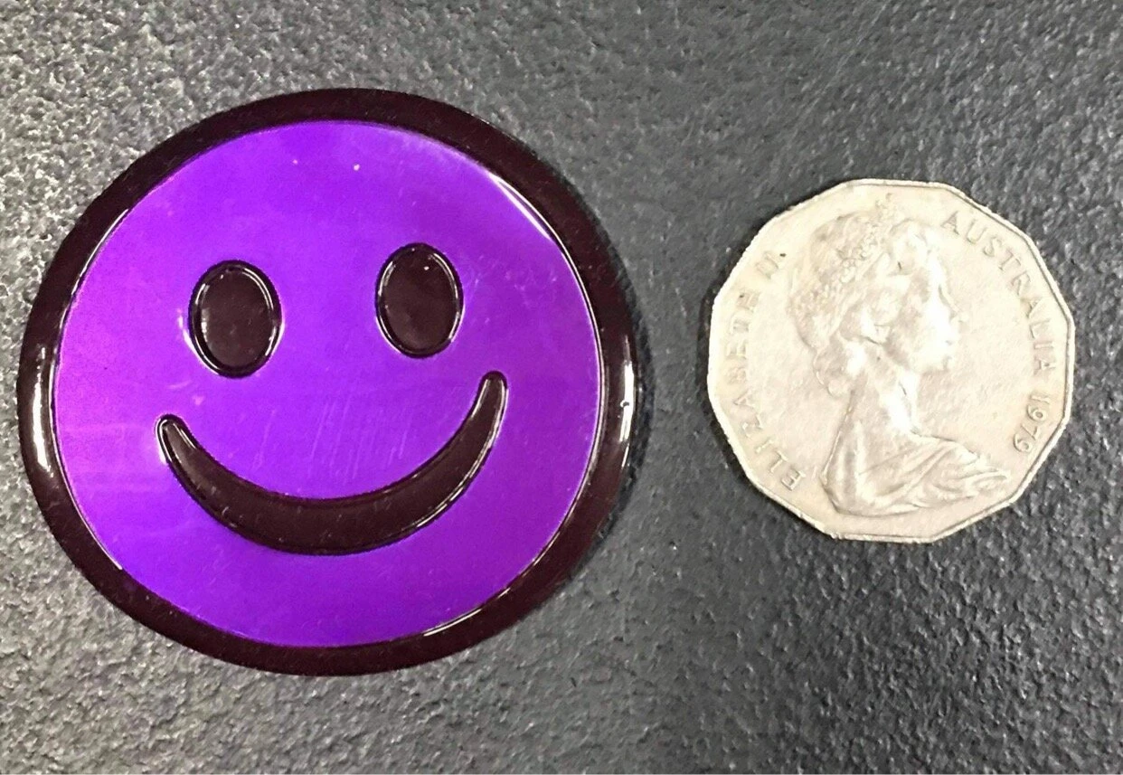 Purple Reflective Smiley Sew On Patch — Inacoma 3 Purple Reflective Smiley Sew On Patch — Inacoma